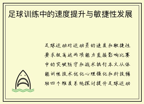 足球训练中的速度提升与敏捷性发展